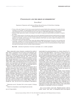 417 Many Nineteenth-Century Botanists Considered the Multicel- Lular “Fruits” (Zygospores) of Coleochaete to Be Analogous