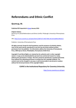 Referendums and Ethnic Conflict