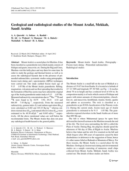 Geological and Radiological Studies of the Mount Arafat, Mekkah, Saudi Arabia