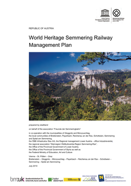 World Heritage Semmering Railway Management Plan