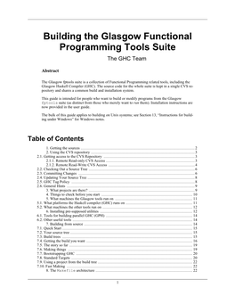 Building the Glasgow Functional Programming Tools Suite the GHC Team