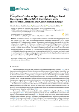 Phosphine Oxides As Spectroscopic Halogen Bond Descriptors: IR and NMR Correlations with Interatomic Distances and Complexation Energy