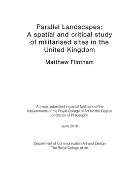 Parallel Landscapes: a Spatial and Critical Study of Militarised Sites in the United Kingdom
