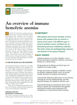 An Overview of Immune Hemolytic Anemias