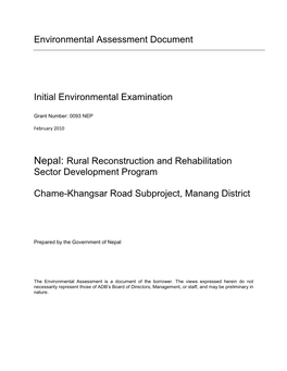 Nepal: Rural Reconstruction and Rehabilitation Sector Development Program