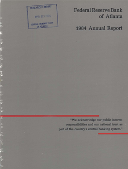 1984 Atlanta Fed Annual Report