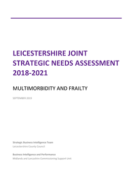 Leicestershire Joint Strategic Needs Assessment 2018-2021