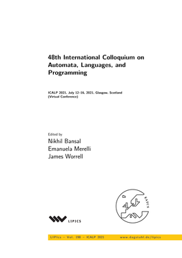 48Th International Colloquium on Automata, Languages, and Programming