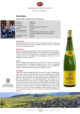 Pinot Blanc Alsace AOC, Hugel & Fils, Frankreich