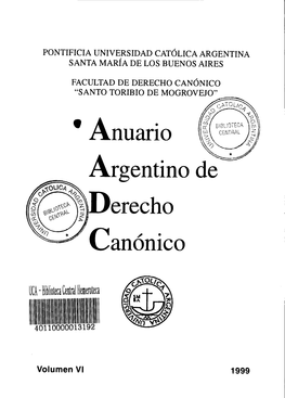 Anuario Argentino De Derecho Canónico, Vol. VI, 1999