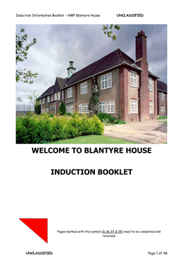 Welcome to Blantyre House Induction Booklet