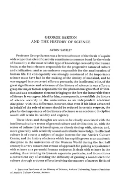George Sarton and the History of Science