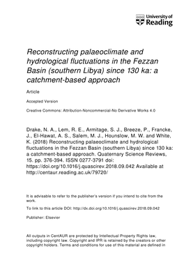 Climate Change and Human Occupation in the Fezzan