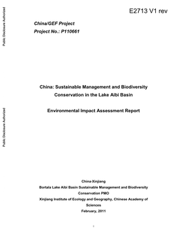 Sustainable Management and Biodiversity Conservation in the Lake Aibi Basin Public Disclosure Authorized
