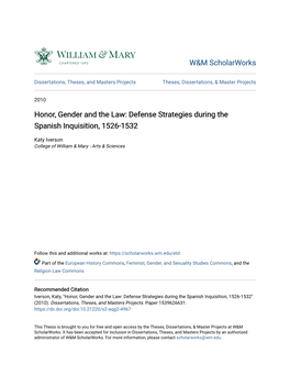 Defense Strategies During the Spanish Inquisition, 1526-1532