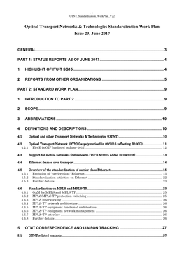 Optical Transport Networks & Technologies