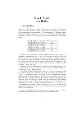 Simple Math: Sex Ratios