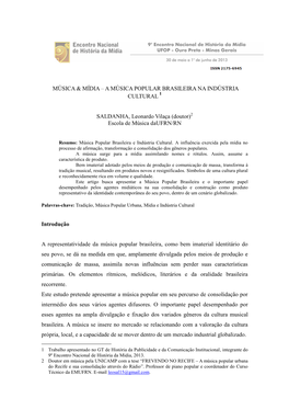 Música & Mídia – a Música Popular Brasileira Na Indústria Cultural