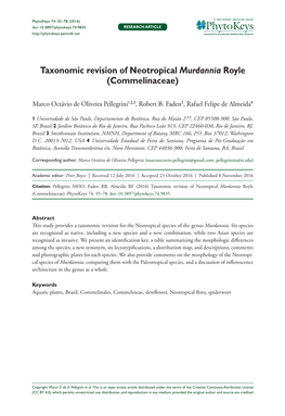﻿Taxonomic Revision of Neotropical Murdannia Royle (Commelinaceae)
