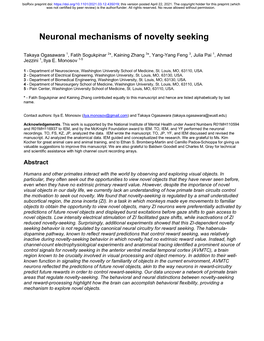 Neuronal Mechanisms of Novelty Seeking