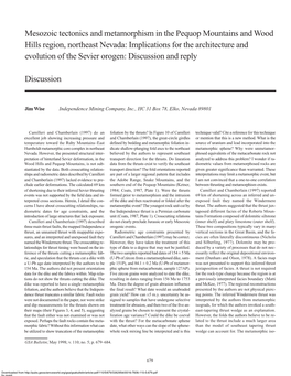 GSA Bulletin: Mesozoic Tectonics and Metamorphism in the Pequop Mountains and Wood Hills Region, Northeast Nevada