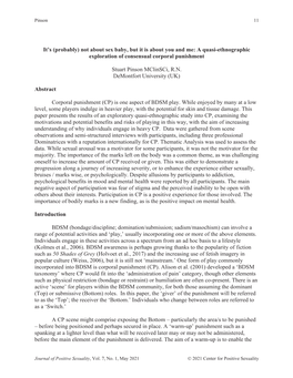 Not About Sex Baby, but It Is About You and Me: a Quasi-Ethnographic Exploration of Consensual Corporal Punishment