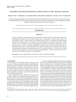 Exploring the Biotechnologial Applications in the Archaeal Domain