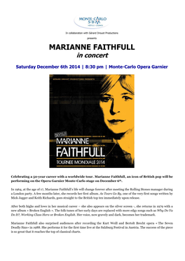 MARIANNE FAITHFULL in Concert