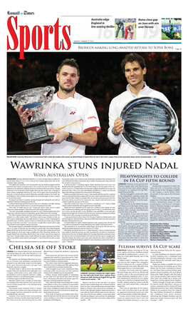 Wawrinka Stuns Injured Nadal