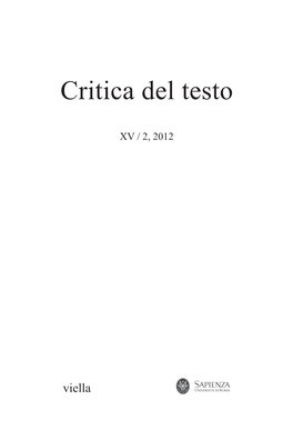 Critica Del Testo