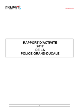 Rapport D'activité 2017 De La Police Grand-Ducale