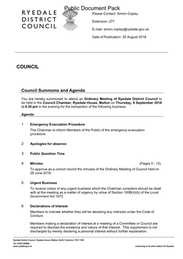 (Public Pack)Agenda Document for Council, 06/09/2018 18:30