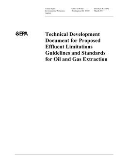 Technical Development Document for Proposed Effluent Limitations Guidelines and Standards for Oil and Gas Extraction