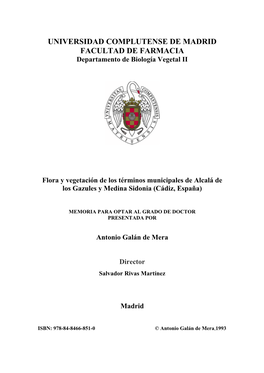 UNIVERSIDAD COMPLUTENSE DE MADRID FACULTAD DE FARMACIA Departamento De Biología Vegetal II