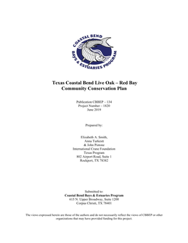Texas Coastal Bend Live Oak – Red Bay Community Conservation Plan