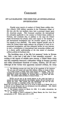 My Lai Massacre: the Need for an International Investigation