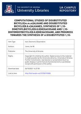 COMPUTATIONAL STUDIES of DISUBSTITUTED BICYCLO[M.M.M