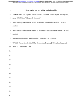 Deforestation and Bird Habitat Loss in Colombia