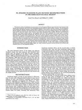 50. Jurassic to Eocene Plate Tectonic Reconstructions in the Kerguelen Plateau Region1