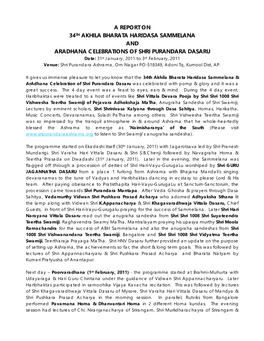 A Report on 34Th Akhila Bharata Haridasa
