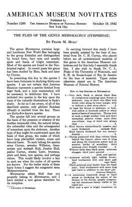 The Flies of the Genus Meromacrus (Syrphidae) by Frank M