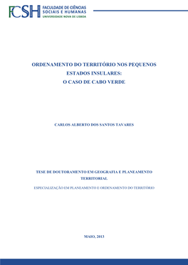 Ordenamento Do Território Nos Pequenos Estados Insulares: O Caso De Cabo Verde