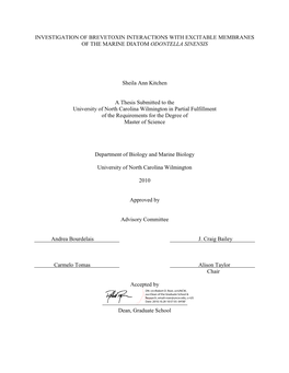 Investigation of Brevetoxin Interactions with Excitable Membranes of the Marine Diatom Odontella Sinensis