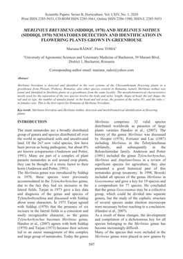 Merlinius Brevidens (Siddiqi, 1970) and Merlinius Nothus (Siddiqi, 1970) Nematodes Detection and Identification in Flowering Plants Grown in Greenhouse