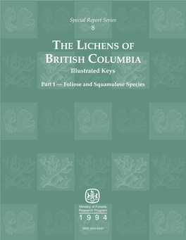 THE LICHENS of BRITISH COLUMBIA Illustrated Keys