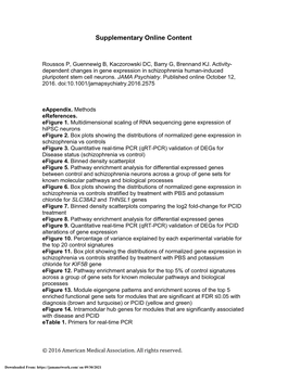 Activity-Dependent Changes in Gene Expression in Schizophrenia