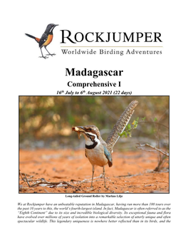 Madagascar Comprehensive I 16Th July to 6Th August 2021 (22 Days)