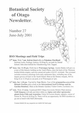 Botanical Society of Otago Newsletter