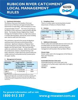 Rubicon River Catchment Local Management Rules