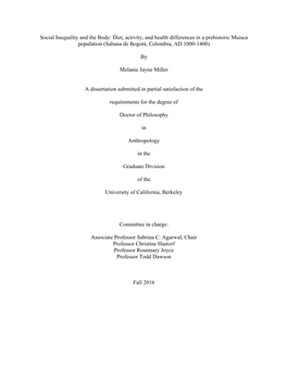 Diet, Activity, and Health Differences in a Prehistoric Muisca Population (Sabana De Bogotá, Colombia, AD 1000-1400)